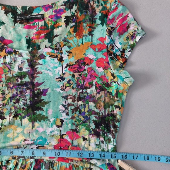 Peruvian Connection Tradewinds Dress Floral Cap Sleeve Crew Neck Above Knee - Picture 8 of 11